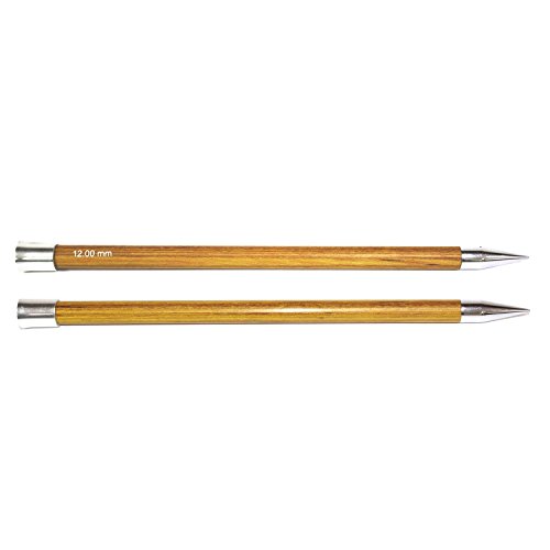 KnitPro Royale: Stricknadeln, einseitig, 25 cm x 12 mm, Birkenholz, Messing, Mehrfarbig, 25 x 1.2 x 1.3 cm