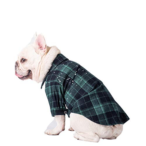 Haustier-Kleidung, kariertes Hemd für Hunde, Winter, warm, für Chihuahua, Yorkshire, kleine, mittelgroße und große Hunde, Kleidung (2XL, grün)
