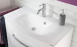 FACKELMANN Waschbecken Lugano/Waschtisch aus Glas/Maße (B x H x T): ca. 80 x 16 x 46 cm/hochwertiges, geschwungenes Waschbecken für das Badezimmer/Farbe: Weiß-Transparent/Breite 80 cm