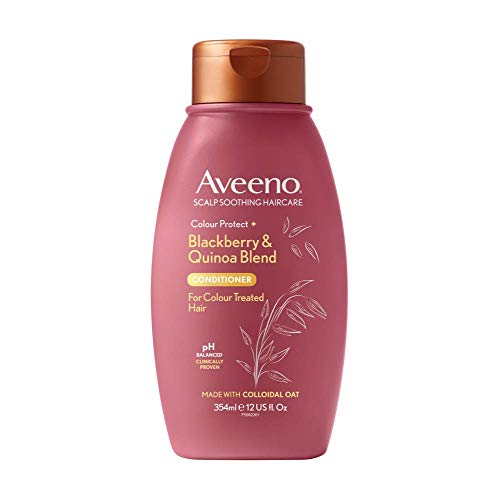 Aveeno Itchy Scalp Soothing & Colour Protect Pflegespülung mit Brombeere und Quinoa, Farbschutz für gefärbtes Haar und Pflege bei juckender Kopfhaut, 354 ml