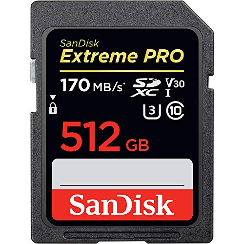 SanDisk Extreme PRO 512GB SDXC Speicherkarte bis zu 170 MB/s, Class 10, U3, V30