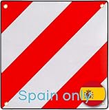 PLANGER®- Warntafe Spanien (50 x 50 cm) - Reflektierendes Warnschild rot weiß für Heckträger u Fahrradträger (Warntafel + Tasche)