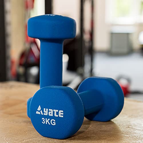 Yate Paar Neopren Fitness Hanteln 0,5kg - 4kg Gymnastikhanteln Kurzhanteln (3kg blau)
