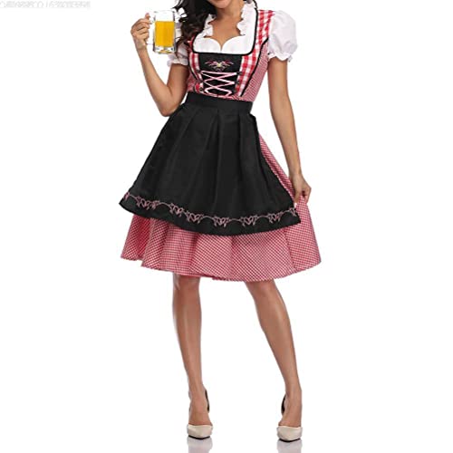 spier Oktoberfest-Kostüm für Damen, National Style Beer Festival Wench Kostüm Oktoberfest Dirndlkleid mit Schürze Maid Uniform Suit