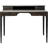 Kare Design Brooklyn Walnut Schreibtisch, Sheesham Massivholz Bürotisch, Home Office Tisch, Arbeitstisch, vier kleine Schübe, Dunkelbraun, (H/B/T) 85x110x70cm