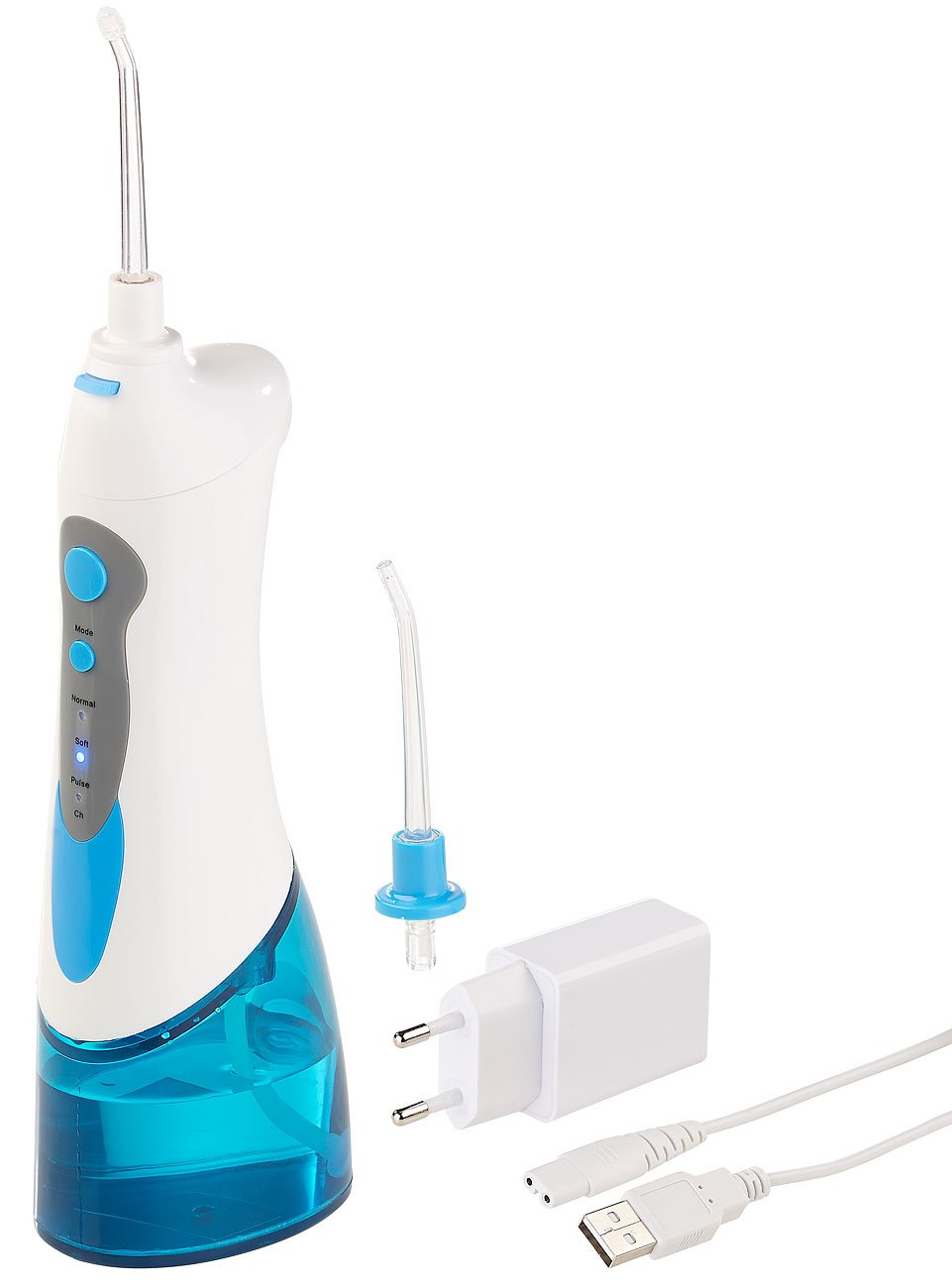 newgen medicals Water Flosser: Akku-Munddusche, 180-ml-Wassertank, 1.700 Impulse/Min., 120 psi, USB (Elektrische Mundduschen, Elektrische USB Reise Munddusche, wiederaufladbare Batterien)