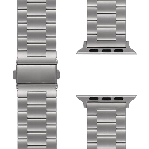Arktisband Edelstahl Armband kompatibel mit Apple Watch & Apple Watch Ultra Ersatzband (Faltschließe)(Rostfreier Stahl) (41/40/38 mm, Titan)