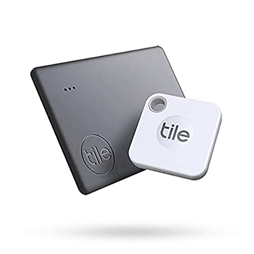 Tile Mate + Slim Combo (2020) Schlüsselfinder - 2er Pack (1x Mate, 1x Slim) inkl. Community Suchfunktion, iOS und Android App, kompatibel mit Alexa und Google Home; 1x schwarz; 1x weiß, RE-22002