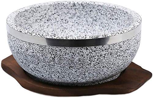 AFDK Bibimbap Steinschalen Steinschale Hochleistungs für Bibimbap und Suppe Granit Stein-Mit Einem Tablett