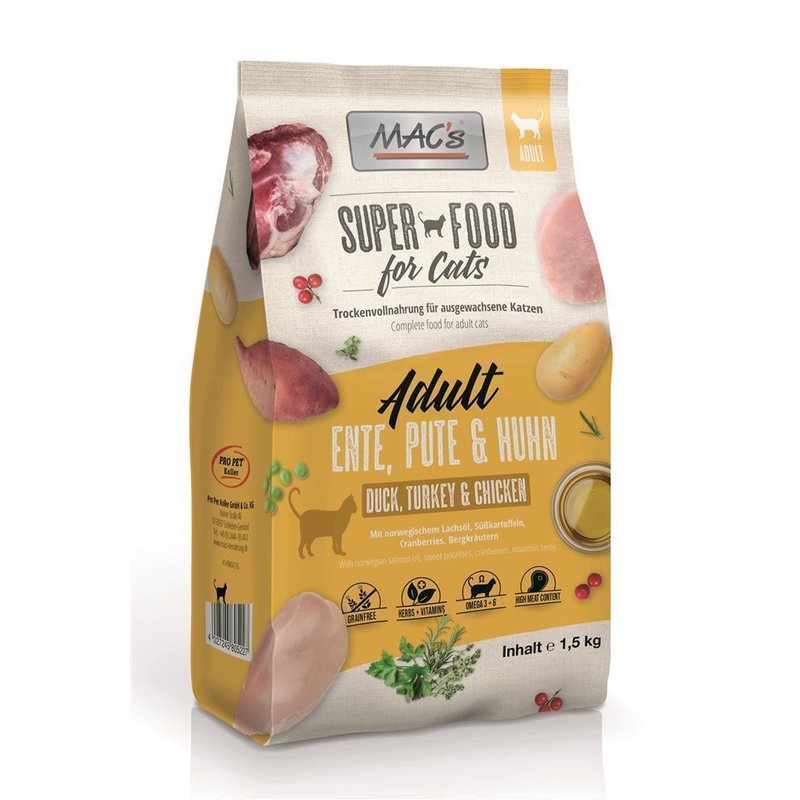 MAC's Cat Adult Ente, Pute & Huhn - 2 x 7 kg (6,21 &euro; pro 1 kg)