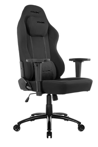 AKRACING Office Opal Gaming Stuhl mit 5 Jahren Herstellergarantie für PC/PS4/XBOX/Nintendo, Schreibtischstuhl mit Kissen, Stoffbezug - Schwarz