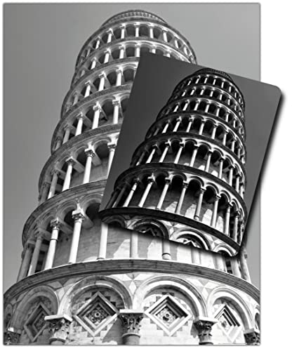 1art1 Pisa, Der Schiefe Turm S/W 1 Kunstdruck Bild (80x60 cm) + 1 Mauspad (23x19 cm) Geschenkset