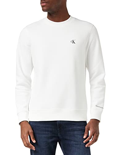 Calvin Klein Jeans Mens CK Essential REG CN Sweatshirt, Bright White, XXL