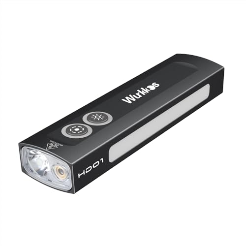 Wurkkos HD01 LED Taschenlampe wiederaufladbar, grünerlicht, Hauptled für Weißlicht mit RGB Seitenlicht, 1200 Lumen tragbare Taschenlampen mit magnetische, drei Lichtquellen, Arbeitslicht für Reparatur