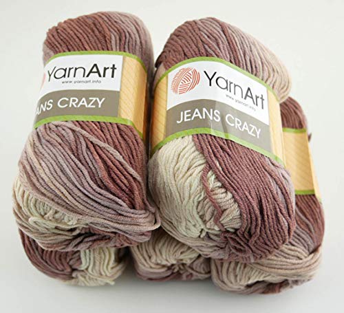 YarnArt Jeans Crazy 500g Farbverlaufswolle 55% Baumwolle 10x50g (8201)