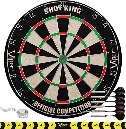 Viper Shot King Spitze aus Sisal/Bristle Dartscheibe mit frei von Klammern sind Bullseye und 6 Dartpfeile
