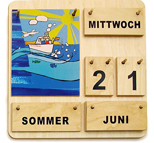 MontessoriPlus Kinder Lernkalender Dauerkalender aus Holz Made in Germany
