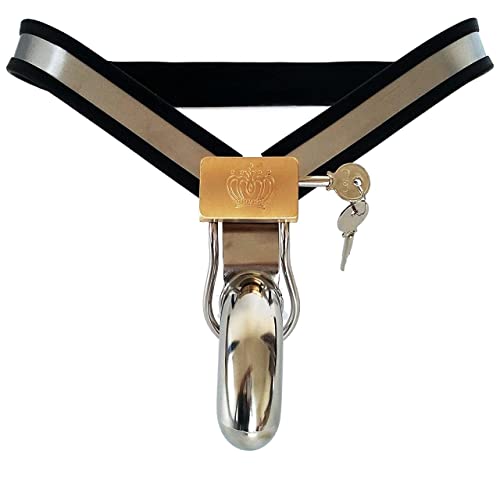 GMEG Keuschheitskäfig Mann Penis Cage Edelstahl Keuschheitsgürtel Peniskäfig Restraint Set mit Penis Lock SM -Manner Homosexuell (Color : Black, Size : 90-110cm)