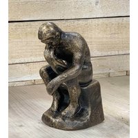 Edle Skulptur "Der Denker" Figur nach Auguste Rodin Eisen Replik 16cm
