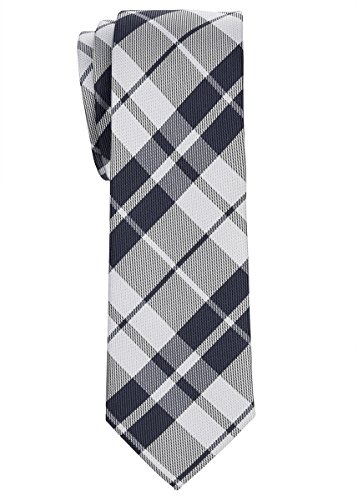 Retreez Herren Prämie Schmale Gewebte Krawatte Plaid Kariert 5 cm - grau