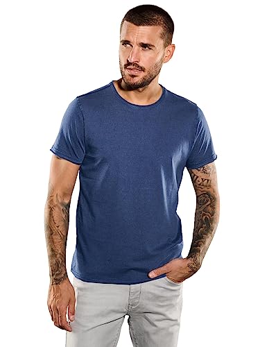 emilio adani Herren T-Shirt Uni, 35350, Blau in Größe M