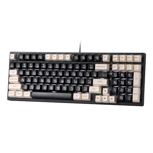 LTC NB981 Nimbleback 98 Tasten Kabelgebundene mechanische Tastatur, 96% Gaming-Tastatur mit weißer Hintergrundbeleuchtung, roter Schalter, Eclipse Black