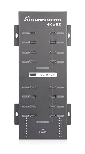 PremiumCord 4K HDMI Splitter 1-16 Port, Metall-Industriedesign, LED Status, Kompatibel mit 4K @ 30Hz, Full HD 1080p @ 60Hz, 3D, HDCP, schwarz