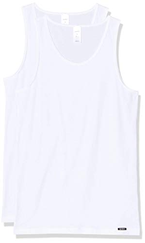 Skiny Herren Shirt Collection Tank Top 2er Pack Unterhemd, Weiß (White 0500), Medium (Herstellergröße: M)
