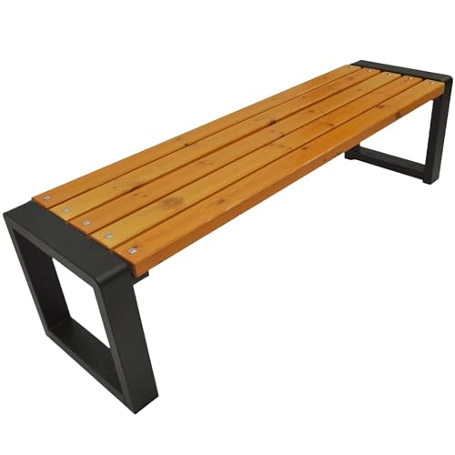 Outdoor Sitzbank Grande ohne Lehne, Robust und Wetterfest, Holz und Metall (verzinkt) Verschiedene Größen und Farben (Pinia, 100)