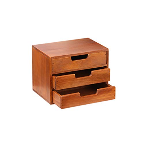 Verve Jelly Make-Up Organizer mit 3 Schubladen, quadratische Schubladenbox aus Holz, kompakter Schubladenturm für Schminke und Kosmetika, aufbewahrung mit schubladen Holz