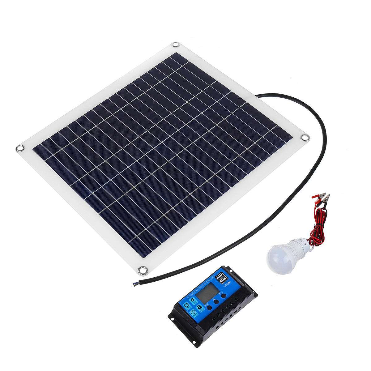 Monocrystalline Sonnenkollektor Solar Powered Panel Kit 2Pcs 5W Bulb With 10A Solar Controller