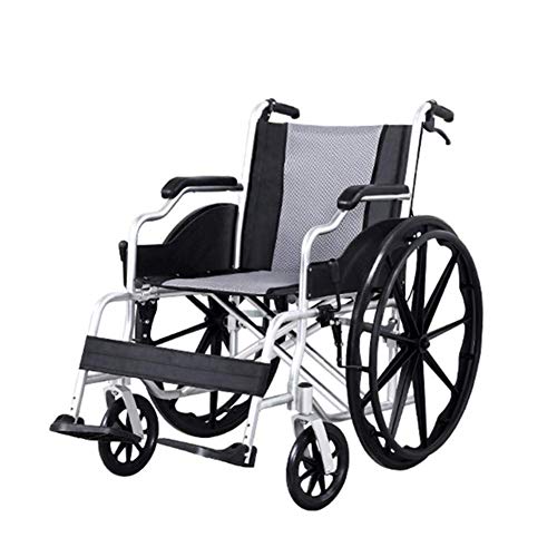 Rollstuhl Aluminium, zusammenklappbar Mit Doppelbremsen Reifen ohne Luftbereifung Einstellbare Pedale Seniorenwagen Behindertenroller