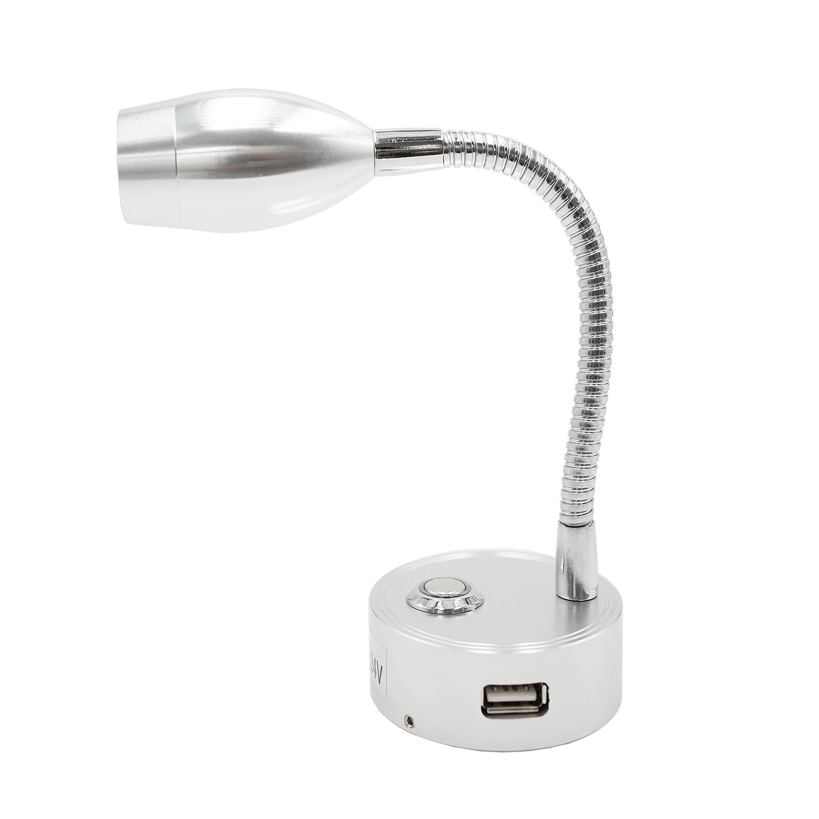 12 V LED Spot Leselicht Dimmbar Knopf Schalter Wandhalterung LED Lampe mit USB-Anschluss LED Nachttischlampe für Wohnwagen Boot Camper Wohnmobil (1 Stück)