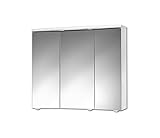 Jokey Spiegelschrank Trava 75 cm breit, Badezimmer Spiegelschrank mit LED Beleuchtung aus MDF, inkl. Steckdose | Weiß