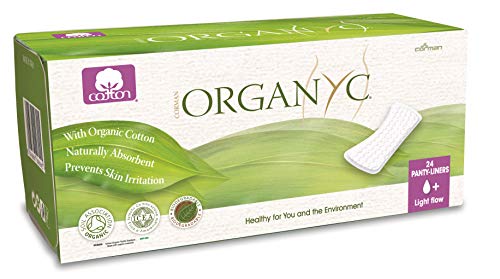 ORGANYC Hypoallergenic 100% Organic Cotton Panty Liners, flat, 24-count Boxes by ORGANYC