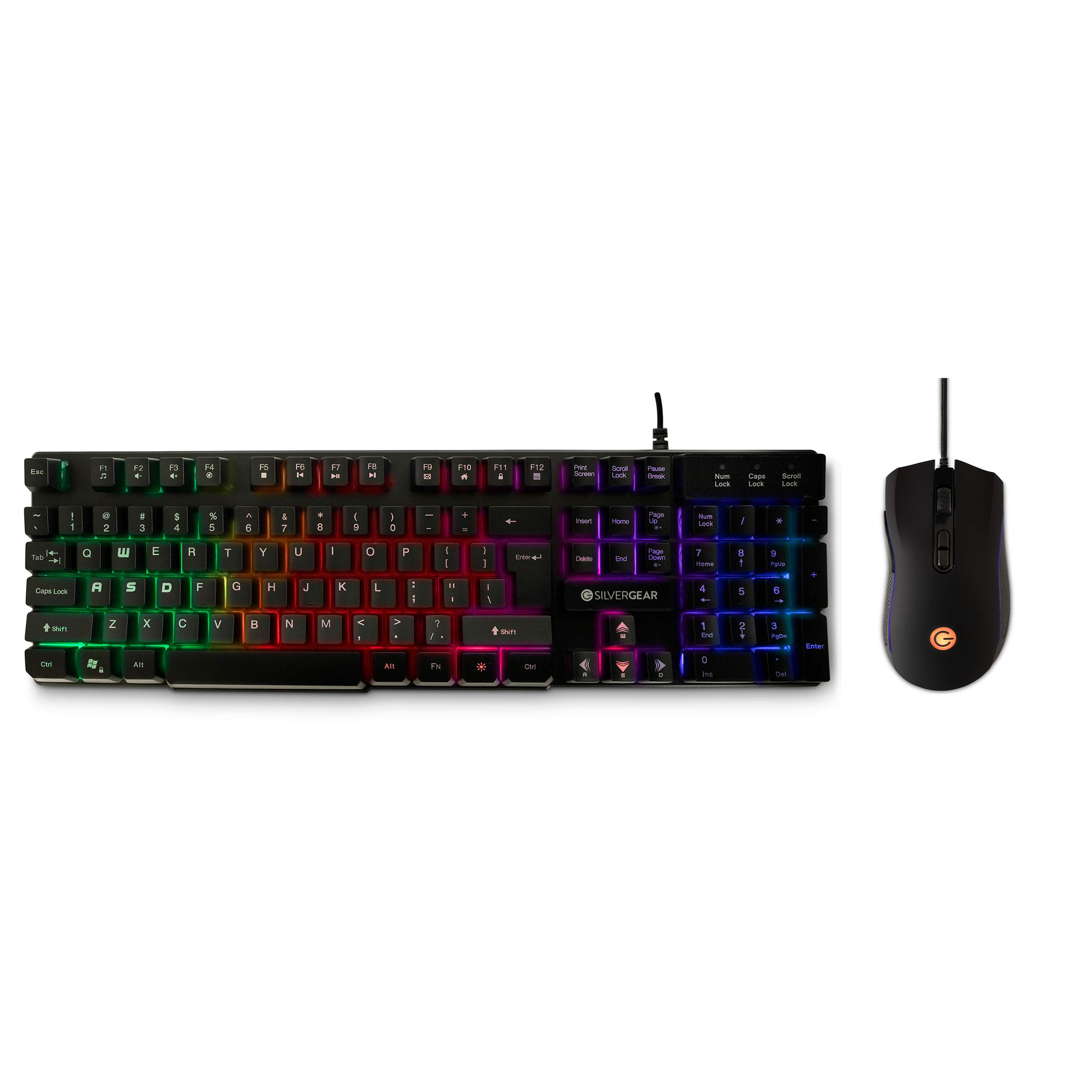 Silvergear Gaming Tastatur und Maus, 6 DPI, RGB-Beleuchtung, QWERTY Layout, Vorteilspack - Schwarz