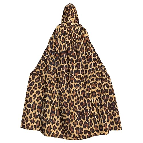 RFSHOP Halloween-Kapuzenumhang für Erwachsene – 100 % Polyesterfaser – übergroße Kapuze mit Fliege – bequem und langlebig, cooles Geparden-Leopardenbild, Schwarz