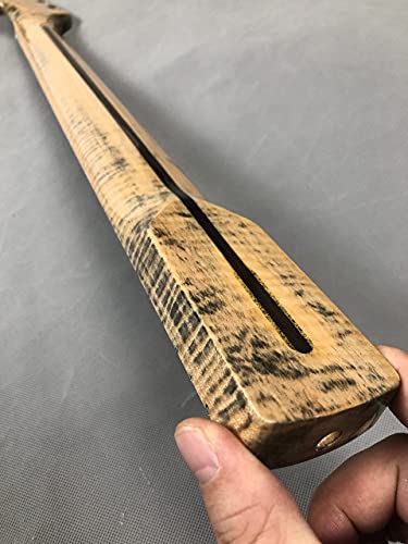Tiger Flame Gitarrenhals, Ahornholz, 21 Bünde, 64,8 cm Griffbrett, Perlmutt-Inlay, glänzend