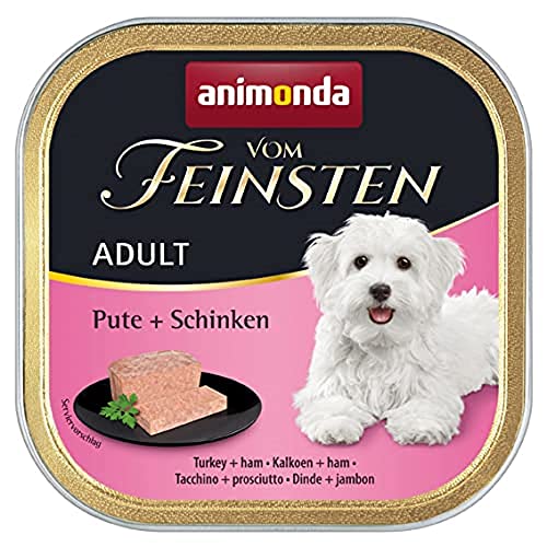 animonda Vom Feinsten Adult Hundefutter, Nassfutter für ausgewachsene Hunde, Light Lunch Pute + Schinken, 22 x 150 g
