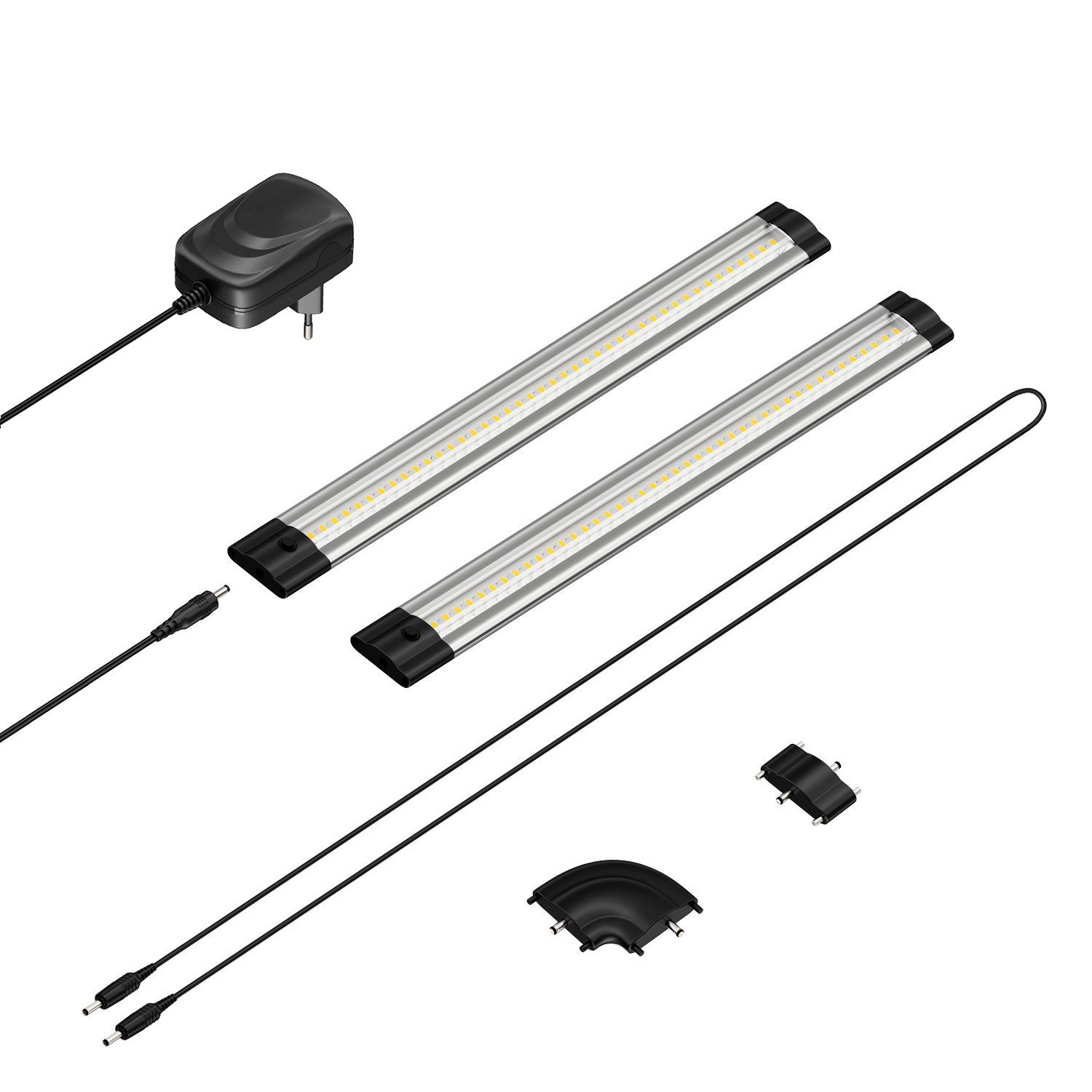 parlat LED Unterbau-Leuchte SIRIS, flach, je 30cm, 1m Kabel, je 370lm, weiß, 2er Set
