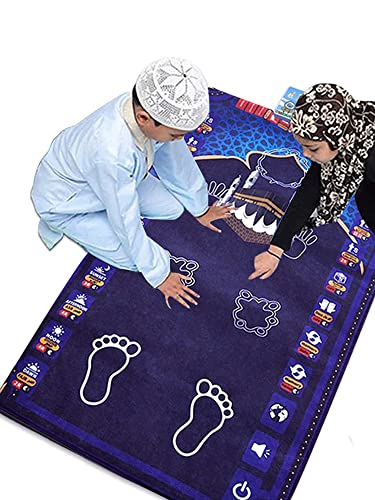 BEAUTYBIGBANG Muslimischer Gebets Teppich Intelligente Elektronische Musikalischer Teppich Islamische Gebetsmatte mit Anbetungsschrittanleitung für Kind Frauen Männer