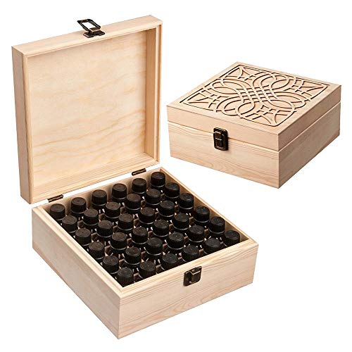 Cozyhoma Aufbewahrungsbox für ätherische Öle, aus Holz, für 36 Flaschen, großer Organizer für ätherische Öle für Zuhause und Reisen