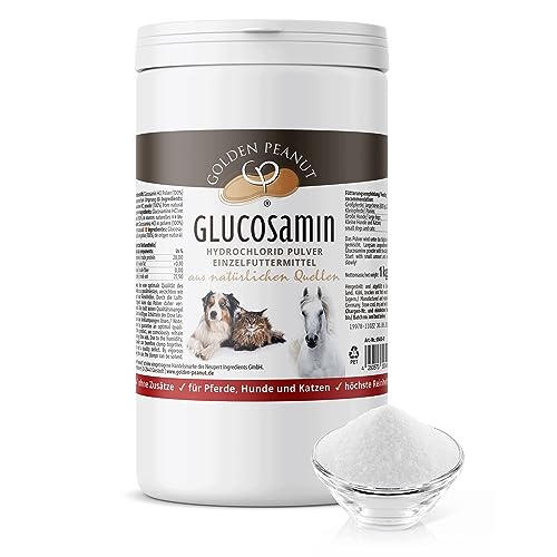 Golden Peanut Glucosamin HCl Pulver 1 kg | Katze, Hund & Pferd | ohne Zusätze | geprüfte Qualität | höchste Reinheit| organischer Ursprung