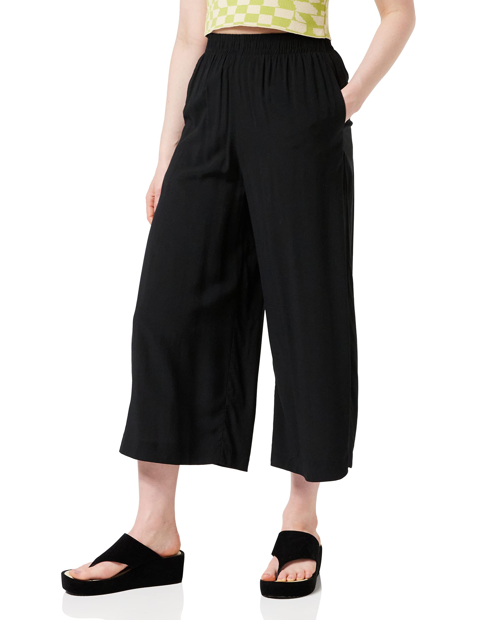 Urban Classics Damen Ladies Wide Viscose Culotte Freizeithose, Black, XL