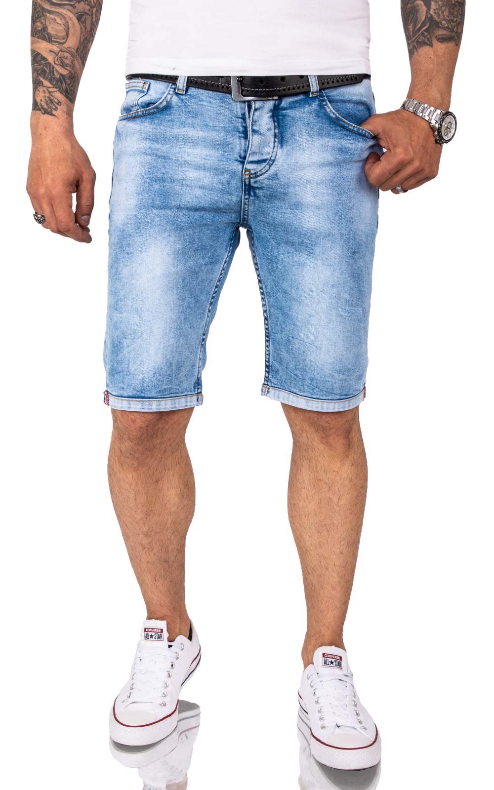 Rock Creek Herren Shorts Jeansshorts Denim Short Kurze Hose Herrenshorts Jeans Sommer Hose Stretch Bermuda Hose RC-2207 Hellblau W31