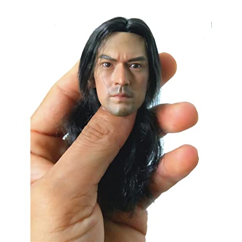 ZSMD 1/6 Scale Male Figure Head Sculpt, Asian Handsome Men with Realistic Hair, Doll Head for 12 inch Action Figure TBLeague/Doll (A : with Beard) (Bearded)