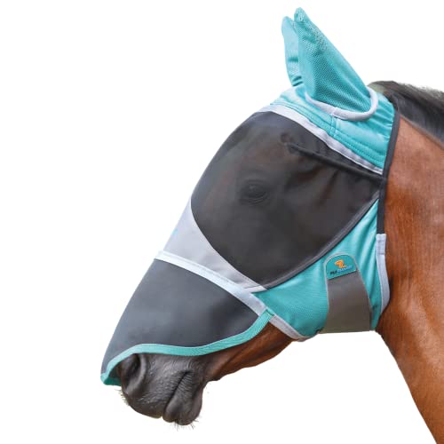 Shires Fliegenmaske für Pferde mit Ohren und Nase Deluxe (COB) (grün)