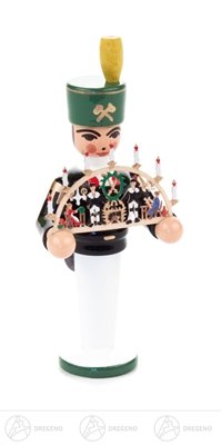 Rudolphs Schatzkiste Weihnachtsfigur Engel und Bergmann Miniatur mit Schwibbogen „Erzgebirge“ – Holzfigur – Höhe ca. 7 cm - Erzgebirge – NEU