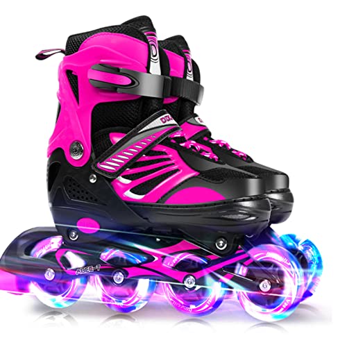 Staright Einstellbare beleuchtende Inline-Skates mit leuchtenden Rädern für Kinder und Jugendliche Mädchen Jungen Inline-Skates