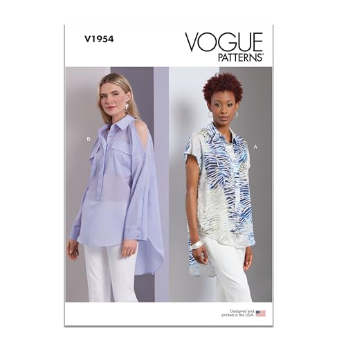 Vogue Schnittmuster-Paket für Damen-Pullover, lockere Passform, Designcode V1954, Größen 36-38-40-42-44